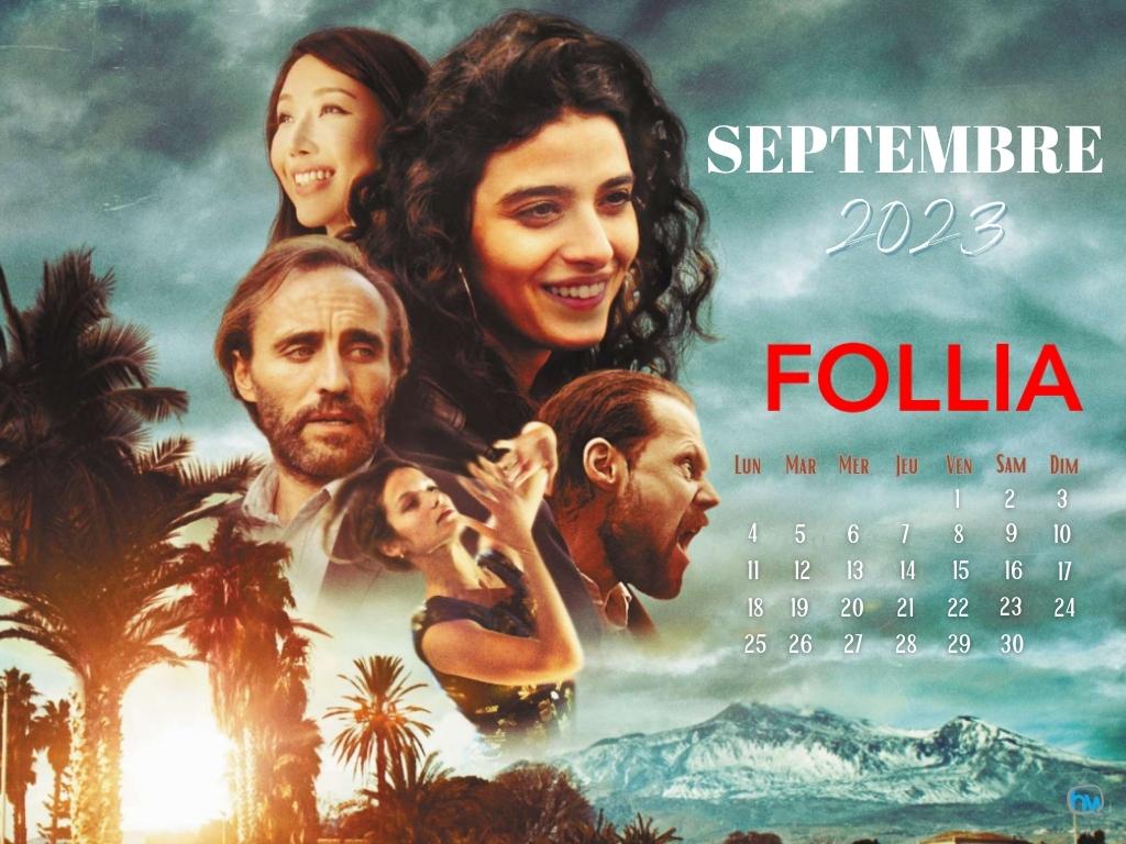 Calendrier de septembre 2023 avec l'affiche du film Follia