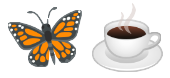 �moji d'un papillon et d'une tasse de caf�