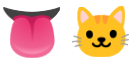 moji langue suivi d'un emoji chat